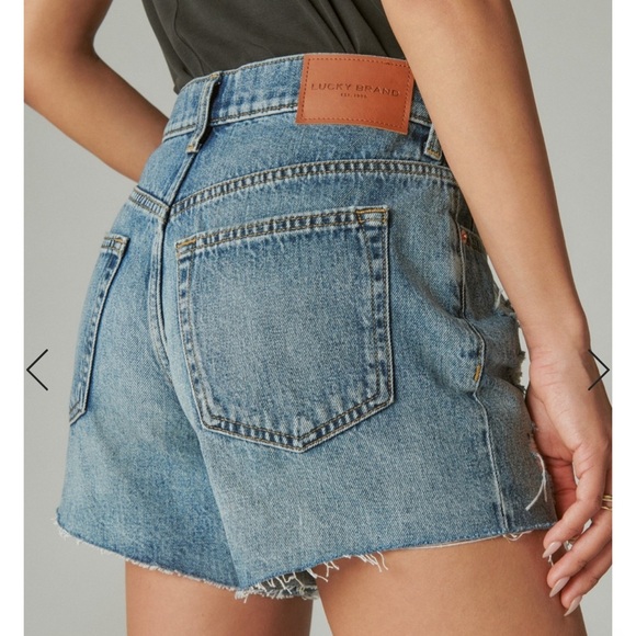 Lucky Brand  90s loose midi short distressed denim jean 100% cotton size 29 - Picture 3 of 4